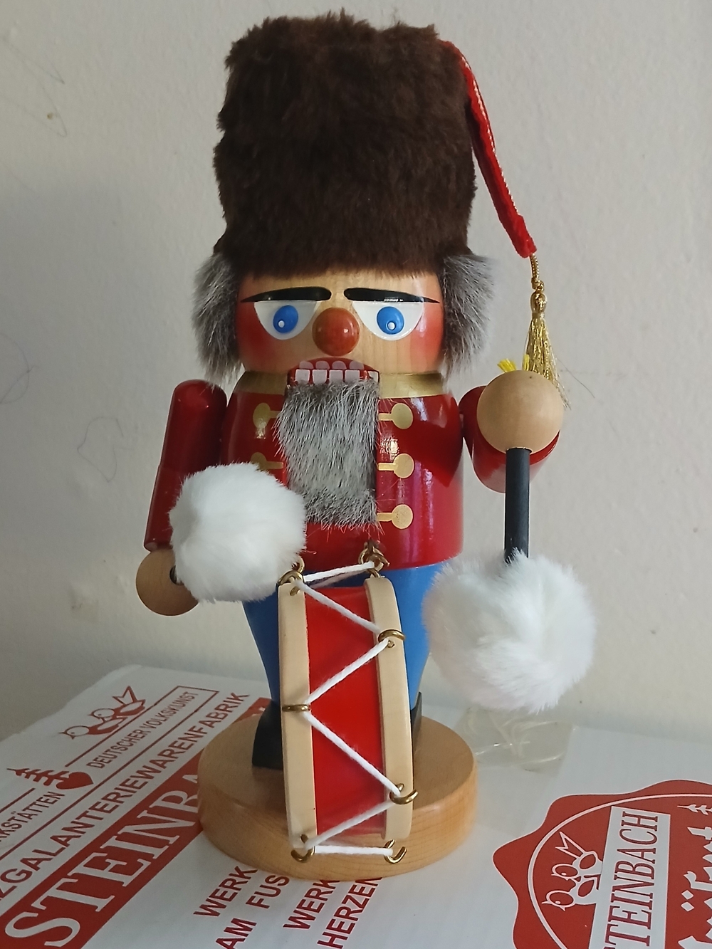 Vintage Steinbach Germany Wood Nutcracker Drummer Soldier Christmas + Box 10.5" - Picture 2 of 13